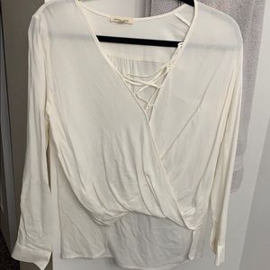 White V-Neck Blouse